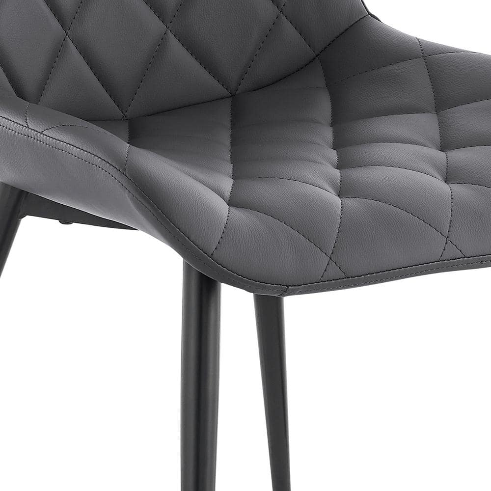 Loralie Contemporary Gray Faux Leather & Black Metal Side Chairs