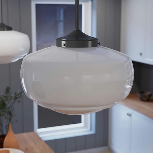 Hunter Saddle Creek 1 Light Noble Bronze Pendant with Frosted Glass Shade Kitchen Light