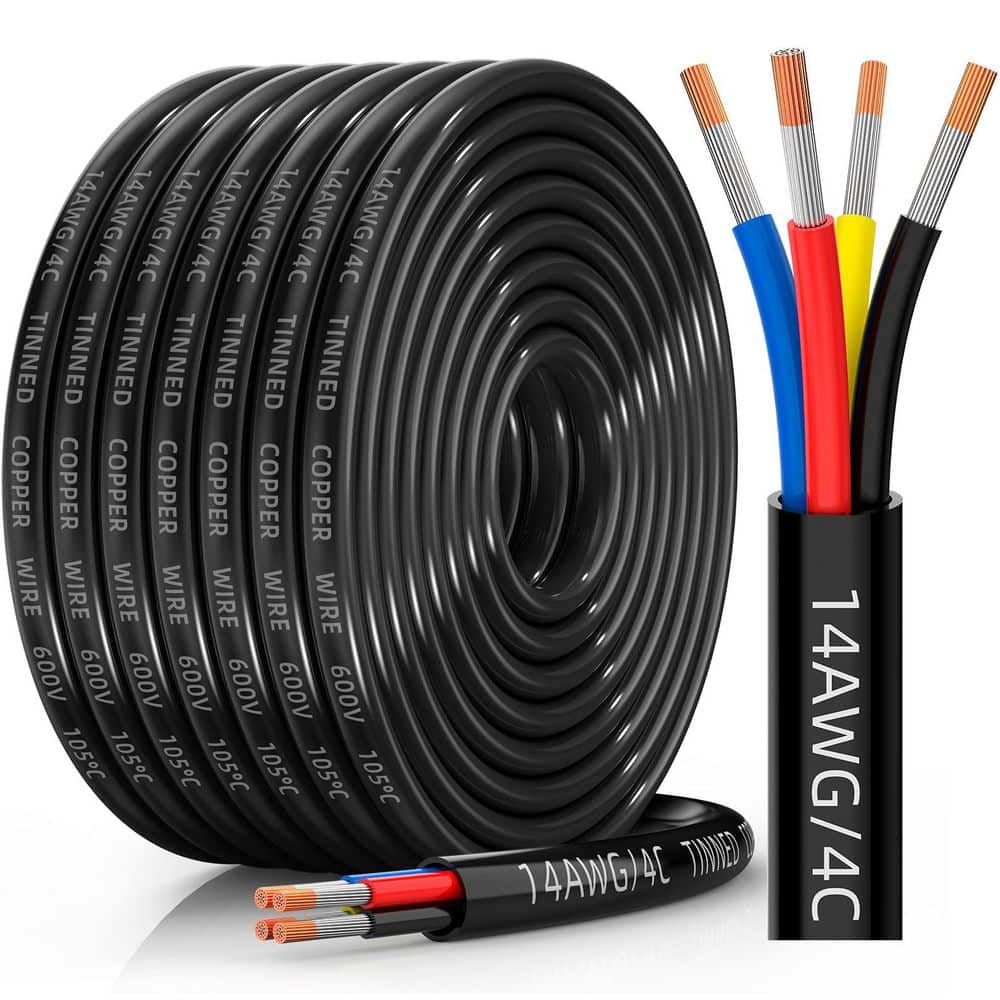 14 Gauge 4 Conductor Electrical Wire Stranded Tinned Copper PVC IP68 Waterproof Low Voltage Cord 30FT Roll price history on PriceWatchPro