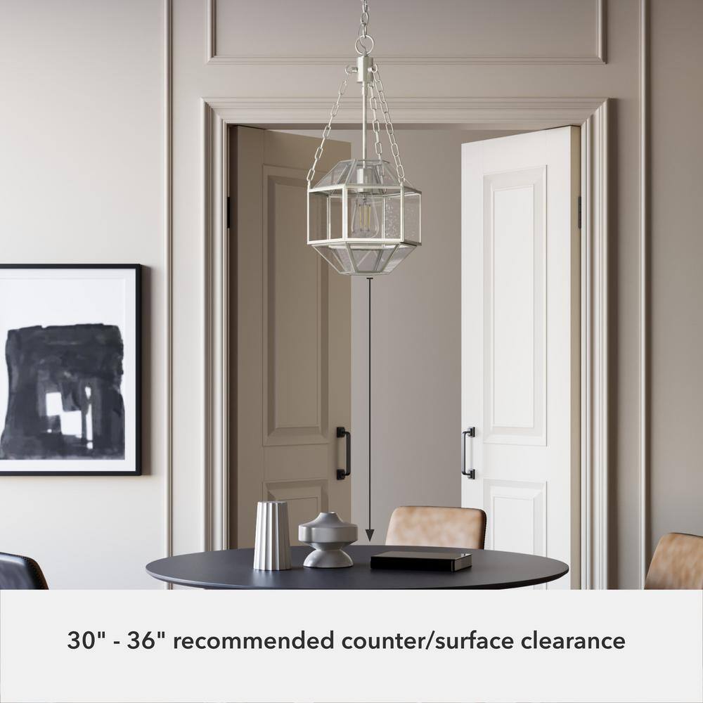 Indria Brushed Nickel 11" Seeded Glass Pendant Light