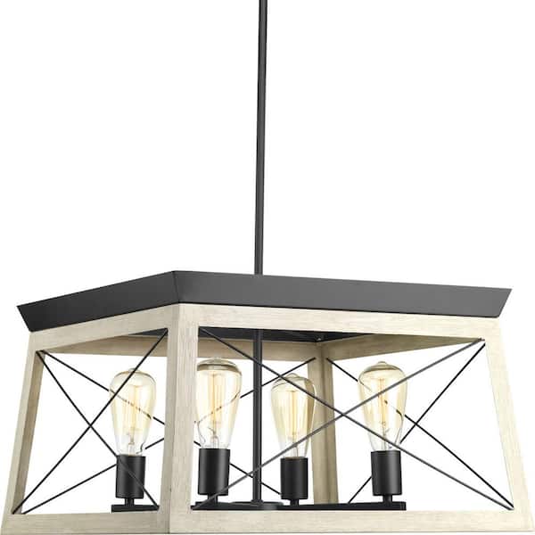 Briarwood Collection 4-Light Graphite Farmhouse Square Chandelier Light