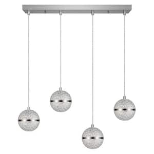 20-Watt 4 lights Chrome Ball intergrated LED Pendant Light with Acrylic Shade