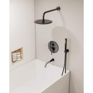 1-Handle 2-Spray Patterns with 2.5 GPM High Pressure 10 in. Dual Ceiling Mount Shower Head in Matte Black