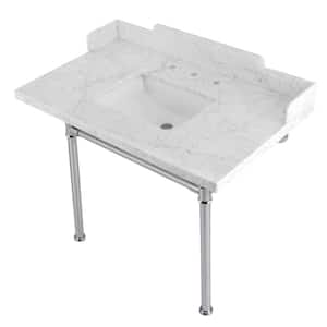 Fauceture 36 in. Marble Console Sink Set with Stainless Steel Legs in Marble White/Polished Chrome