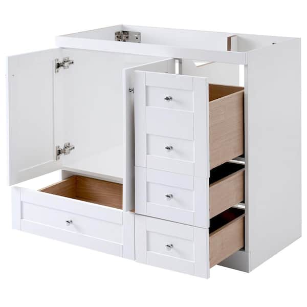 Nestfair 35 in. W x 17.7 in. D x 33.5 in. H Bath Vanity Cabinet without Top in White with 2-Doors and 4-Drawers
