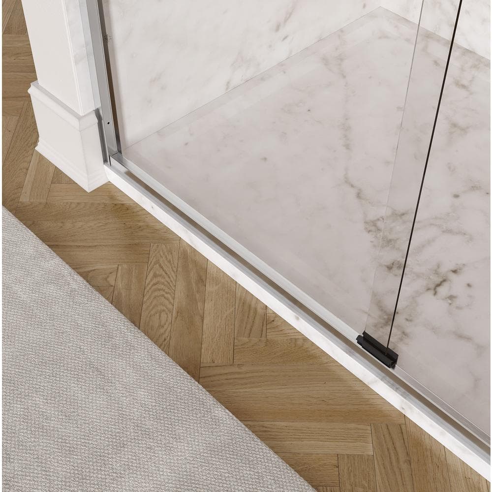 Chrome and Clear Glass Sliding Shower Door, 60" x 70"