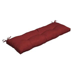 48 in. x 18 in. Rectangular Outdoor Plush Modern Tufted Bench Cushion, Ruby Red Leala