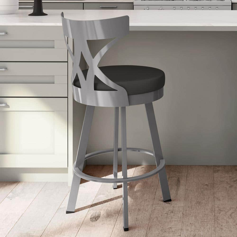 Washington 30 in. Grey Metal Charcoal Black Polyurethane Bar Stool -  Amisco, 41479-30/24DA