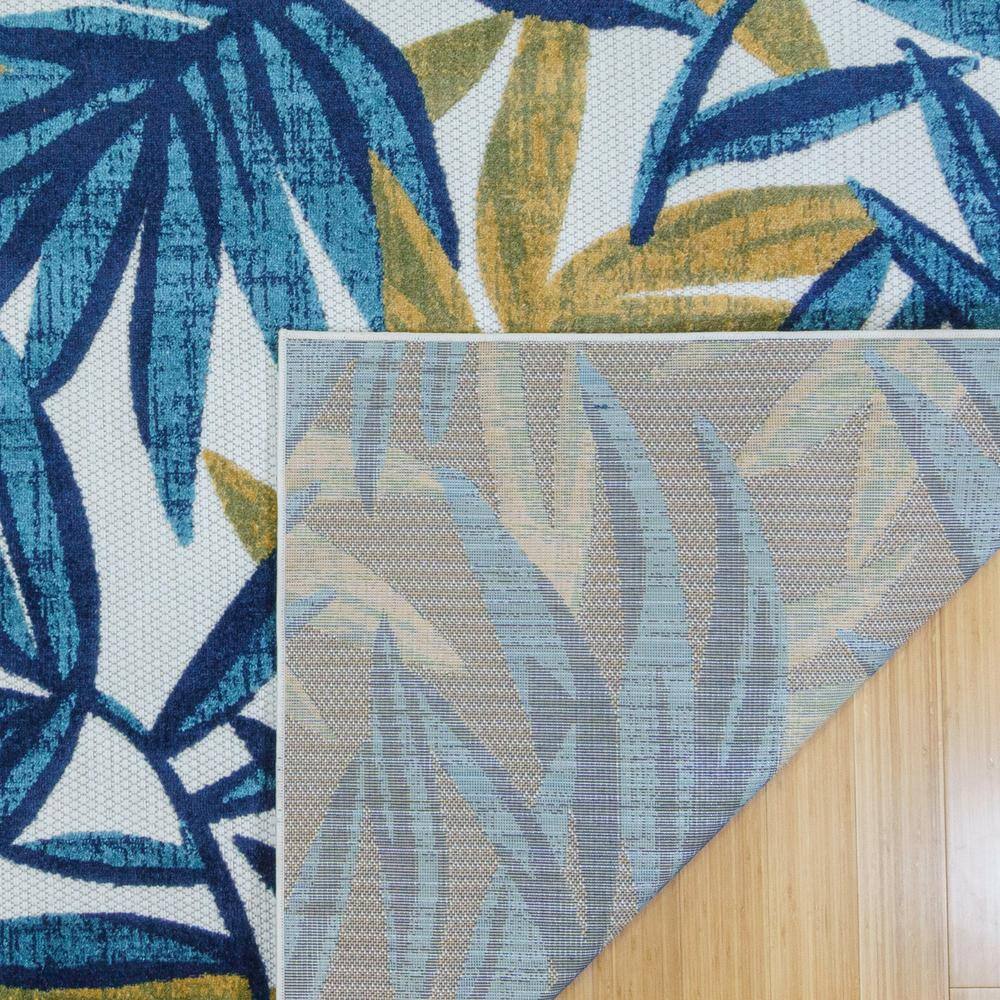 Fosel Bumba Blue and Green Synthetic Flat Woven Rug, 5' x 7'