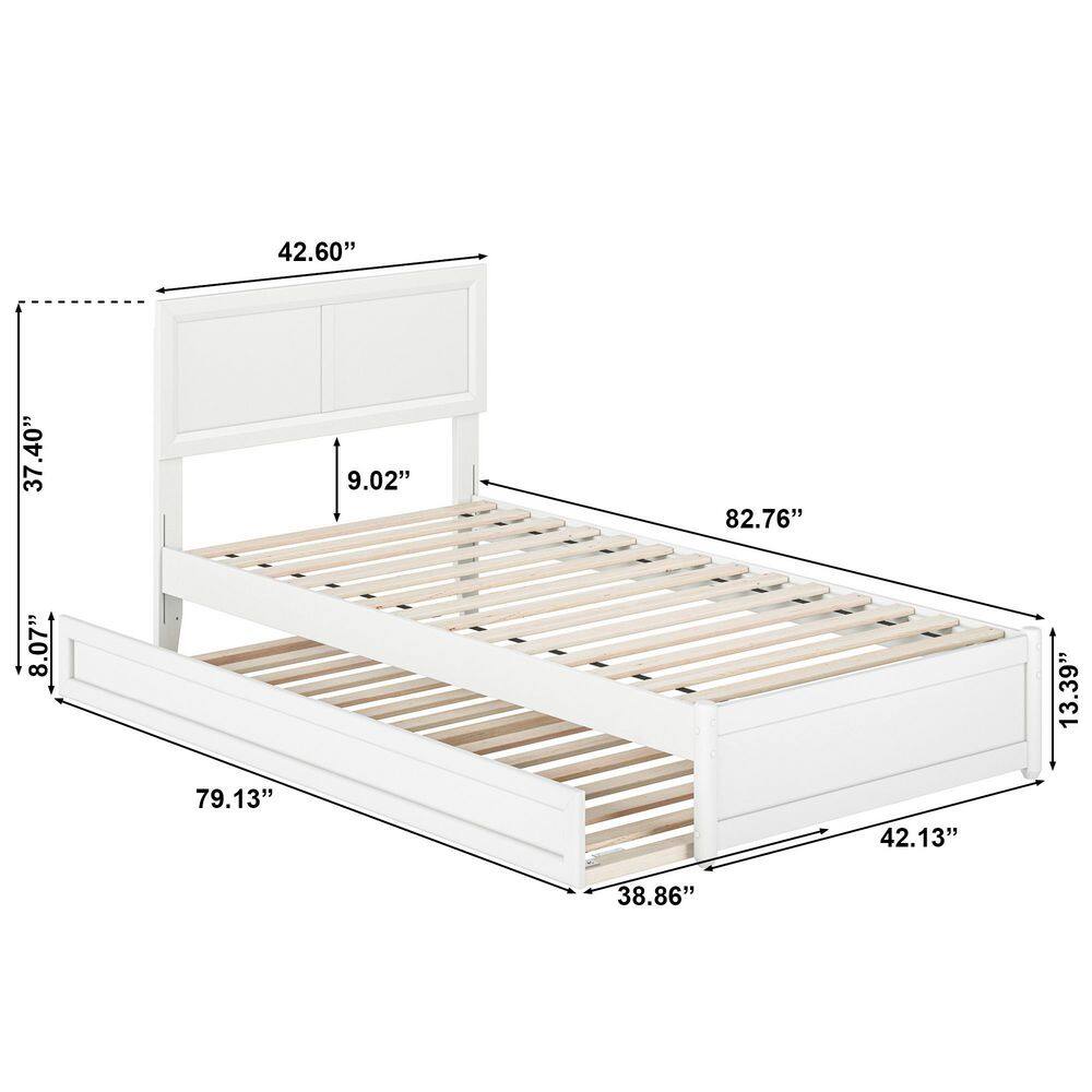 Lylah Walnut Brown Solid Wood Frame King Platform Bed with Panel Footboard and Twin XL Trundle - thumbnail 3