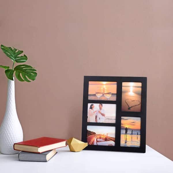 Black Wood 4 x 6 Collage Frame with 5 Openings for 4 x 6 Pictures ...