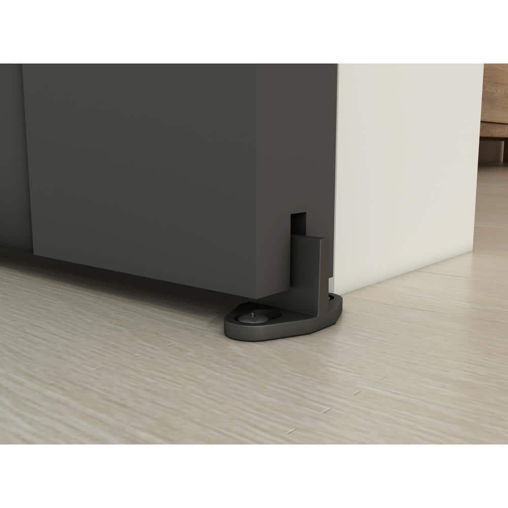 36-in x 84-in Black MDF Barn Door with Frosted Glass