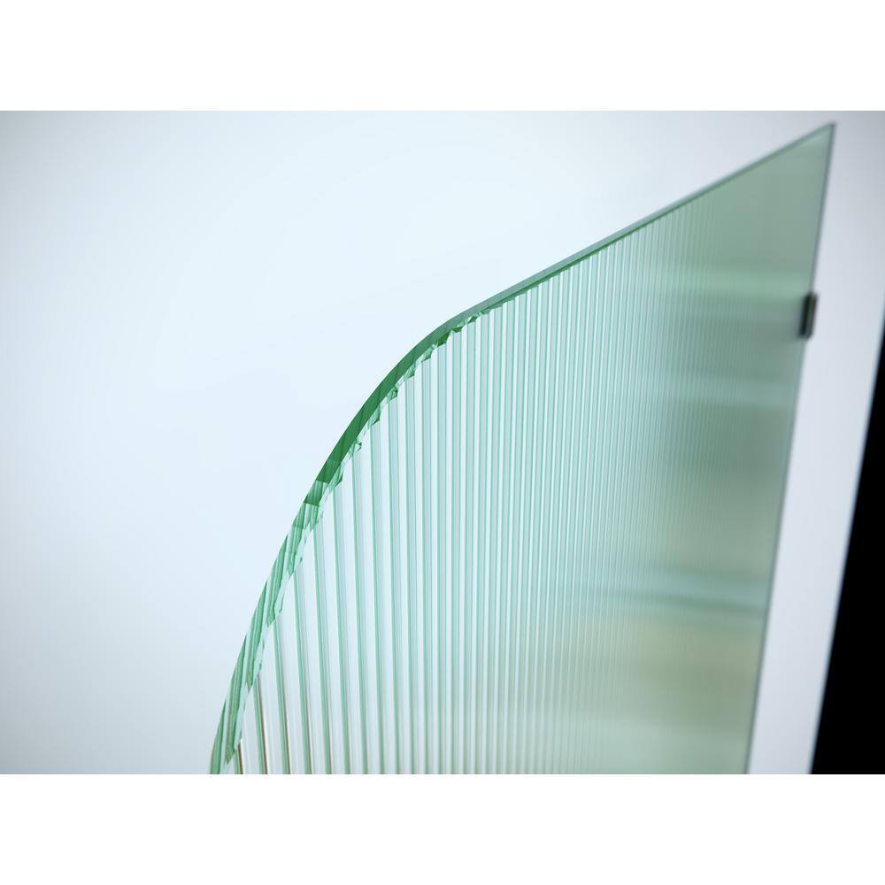 Aurora 78 in. Frameless Fluted Glass Shower Panel with Polished Nickel Hardware