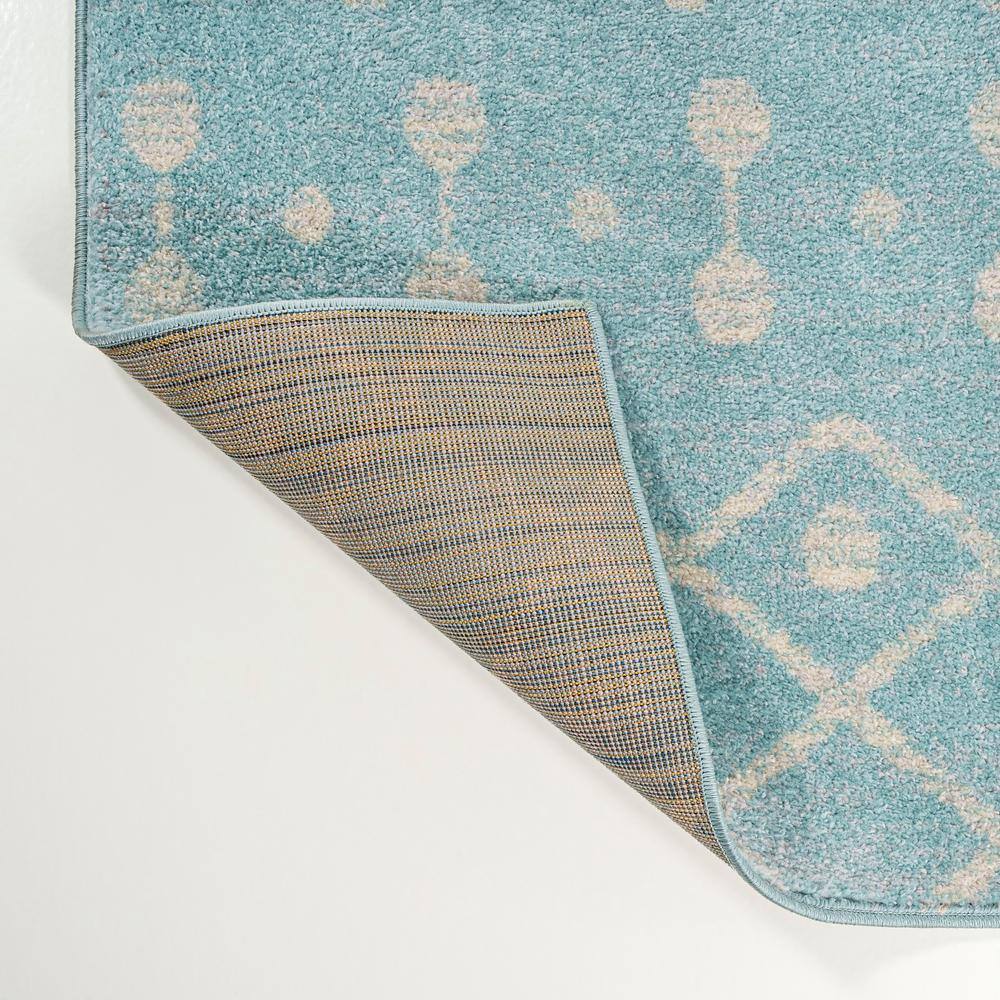 Turquoise and Cream Moroccan Synthetic Area Rug, 5'3" x 7'7"