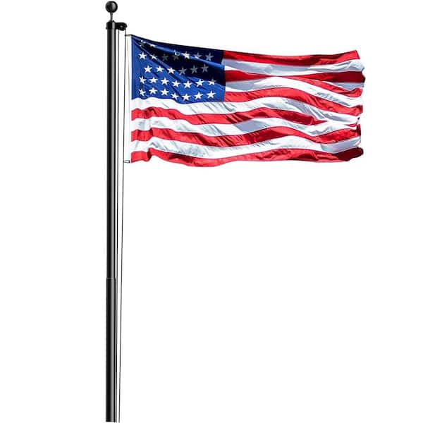 25 ft. Black Heavy Duty Flag Pole for Outside House-13-Gauge Extra-Thick Aluminum Flagpole-Include 5 x 3 ft USA Flag