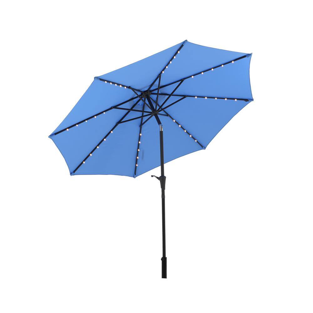 Cesicia Outdoor 9 ft. Steel LED Market Patio Umbrella in Blue (Not Included Stand) umbrellawy04
