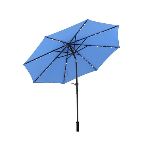 Cesicia Outdoor 9 ft. Steel LED Market Patio Umbrella in Blue (Not Included Stand)