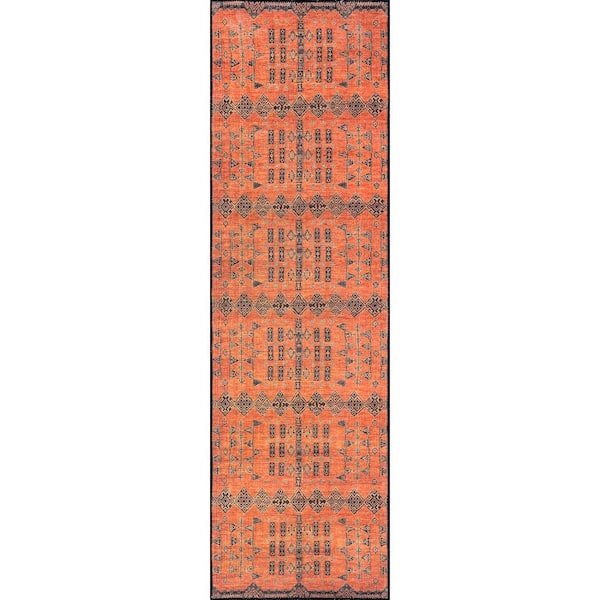 nuLOOM Quincy Machine Washable Rust 2 ft. x 8 ft. Persian Cotton Area Rug