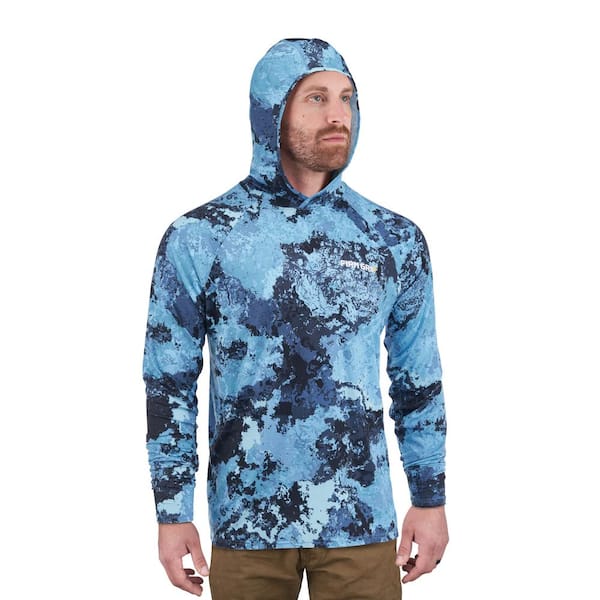  Mens Long Sleeve Fishing Shirts Hooded UPF 50+ Sun  Protection Moisture Wicking Sweatshirt Breathable Camouflage T-Shirt Small