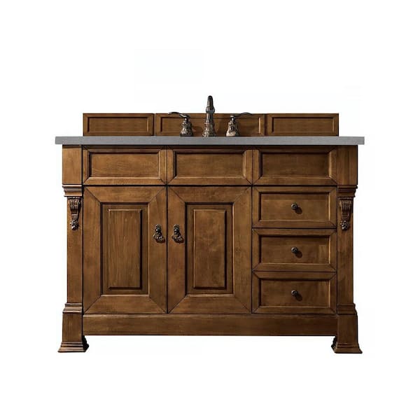 James Martin Vanities Brookfield 48 in. W x 23.5 in. D x 34.3 in. H Single Vanity in Country Oak with Quartz Top in Grey Expo