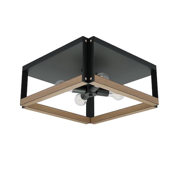 aiwen 14.56 in. 4-Light Farmhouse Square Flush Mount Industrial Ceiling Light Fixtures