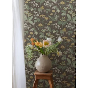 Magdalena Black Dandelion Paper Matte Non-Pasted Wallpaper Roll