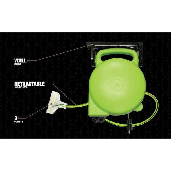 Southwire 30 ft. 14/3 SJTW Retractable Cord Reel with Locking Plug 48004 -  The Home Depot