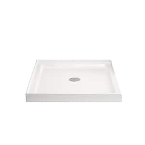 36 in. L x 36 in. W Alcove Corner Shower Pan Base with Center Drain in White