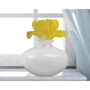 Yellow Rose Hand Blown Art Glass Perfume Bottle