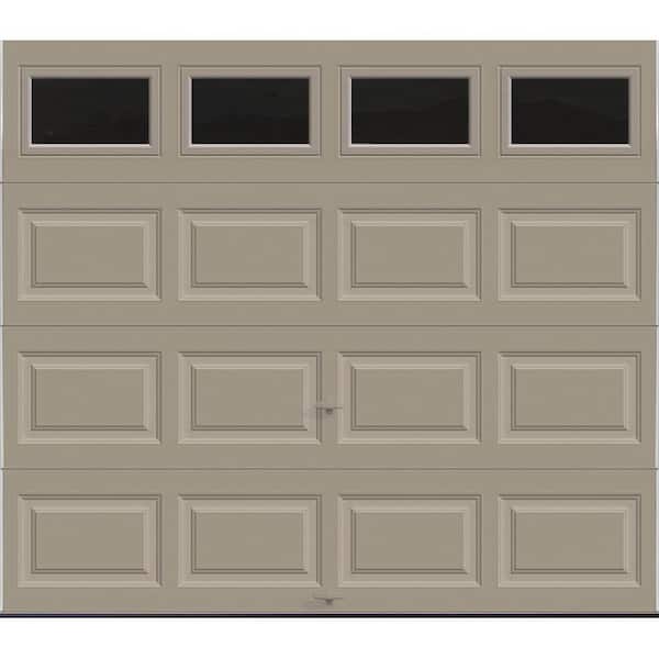 Classic Steel Short Panel 8ft x 7ft Insulated 6.5 R-Value Sandtone Garage Door with windows
