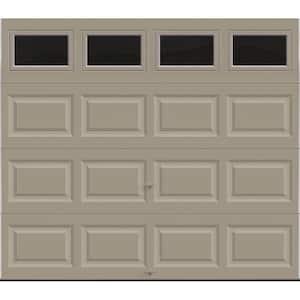 Classic Steel Short Panel 8 ft x 7 ft Insulated 18.4 R-Value  Sandtone Garage Door with Windows