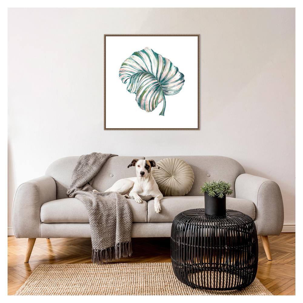 Island Leaf III 30"x30" Bronze Framed Canvas Wall Art