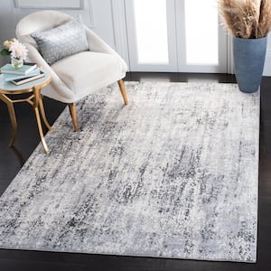 Lagoon Ivory/Gray 9 ft. x 12 ft. Damask Distressed Area Rug