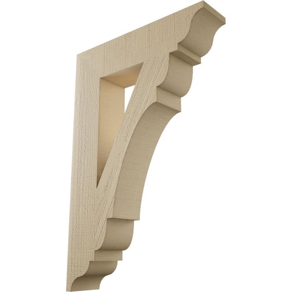 Ekena Millwork 5.5 in. x 36 in. x 24 in. Olympic Traditional Rough Cedar Woodgrain Timberthane Polyurethane Bracket, Primed Tan