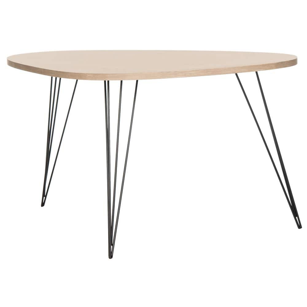 Transitional Triangular Light Beige Wood Coffee Table - 38"