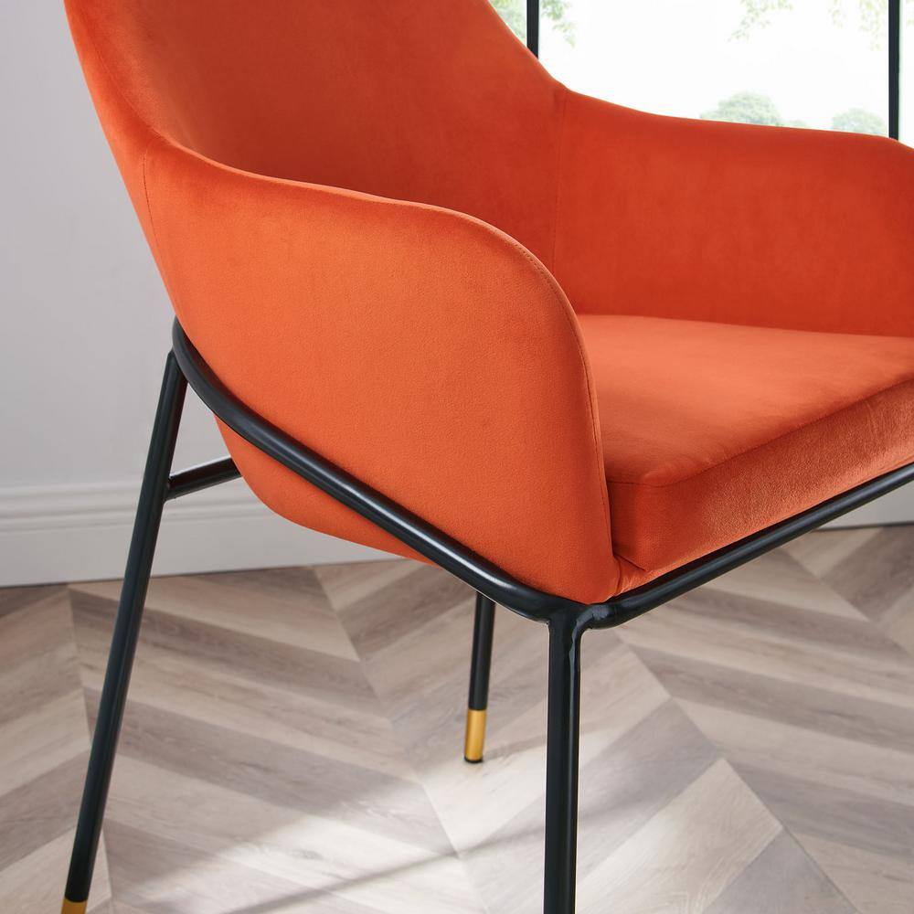 Jovi 23" Black and Orange Velvet Upholstered Arm Chair