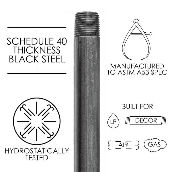 STZ 1 in. x 6 ft. Black Steel Sch. 40 Cut Pipe PDB P1X72 - The