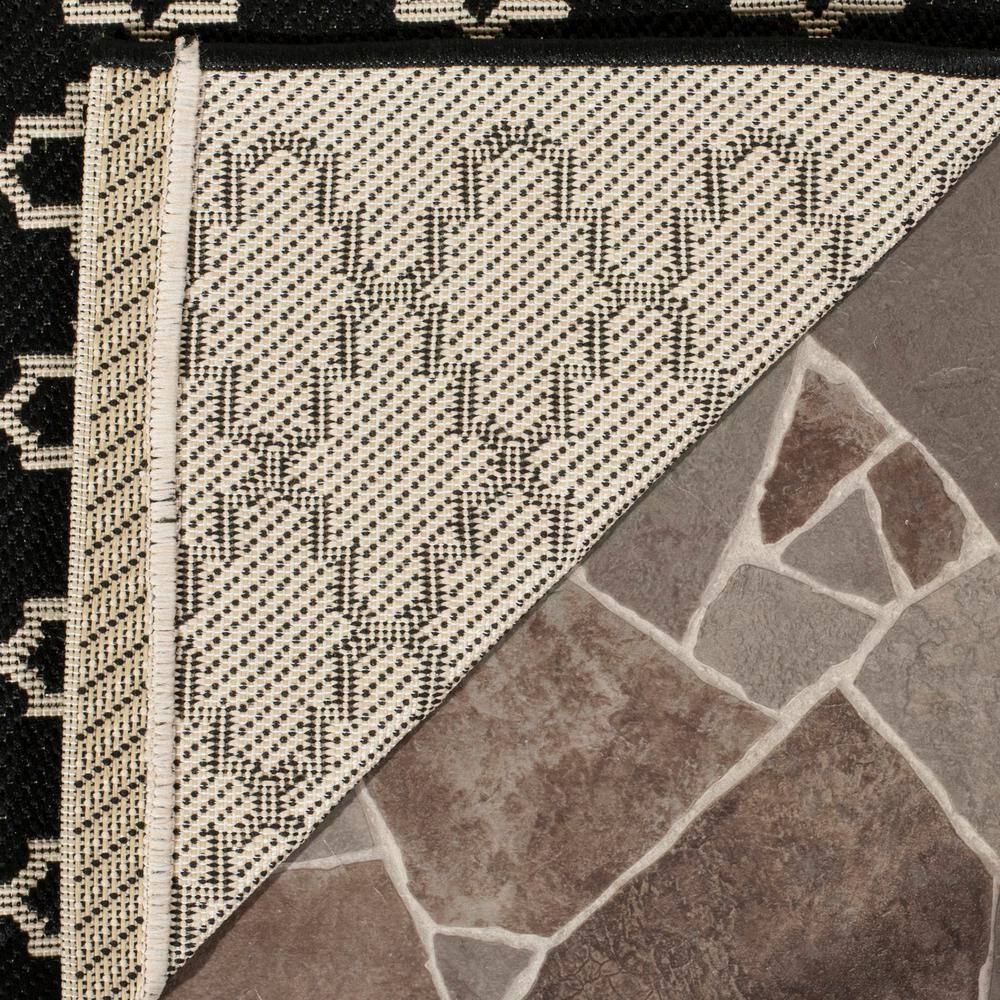 Black and Beige Rectangular Outdoor Synthetic Area Rug