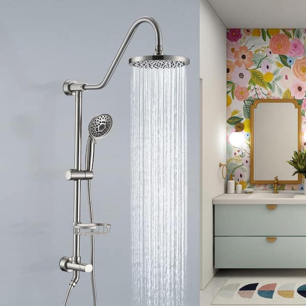 Single Handle 2-Spray Shower Faucet 2.5 GPM with Drip Free in. Brushed Nickel with Head Shower and Hand Shower