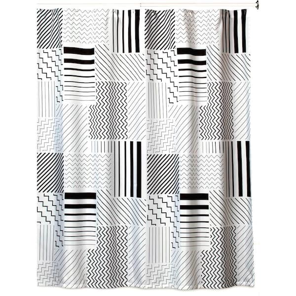 Creative Bath Modern Angles 72 in. x 72 in. Black/White/Grey Polyester Shower Curtain