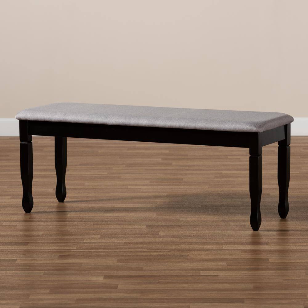 Elegant Corey Dark Brown and Gray Upholstered 48" Wood Dining Bench