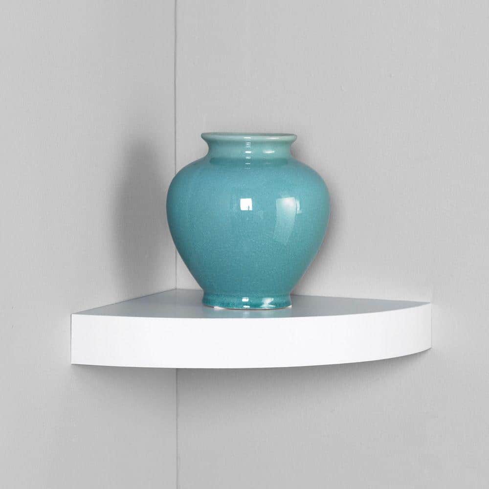 Eden Grove White MDF Floating Corner Wall Shelf