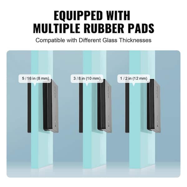 VEVOR Glass Clamp 4-PCS Railing Bracket 0.8 in. H x 2 in. W Black 304 Stainless Steel for 0.31 to 0.47 in. Stair Railing Kit