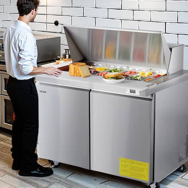 48 in. Commercial Refrigerator Sandwich Prep Table 12.5 cu.ft Stainless Steel Refrigerated Food Prep Station in Silver