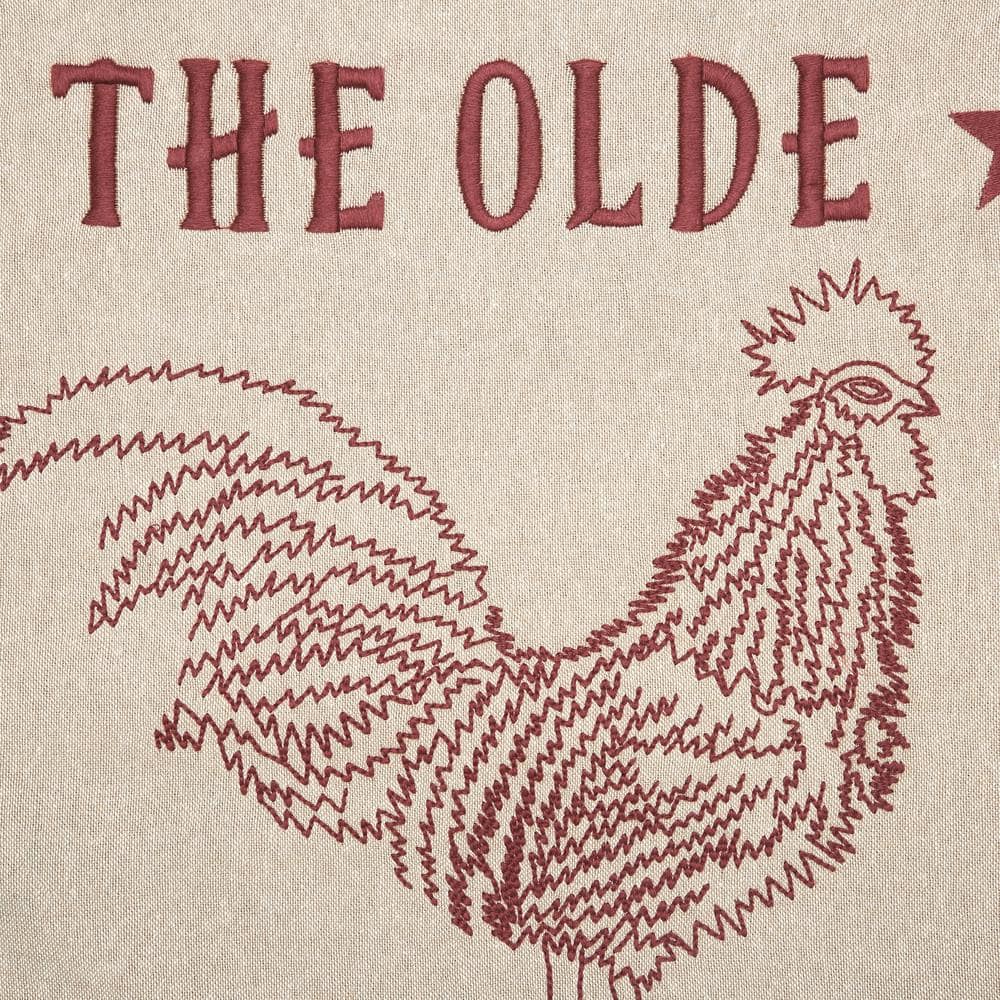 Cider Mill Red and Green Embroidered Cotton Square Pillow