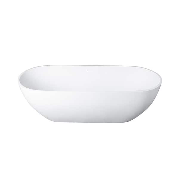 Aristocratic 69 in. x 29.5 in. Solid Surface Stone Resin Soaking White Bathtub with Center Drain in White