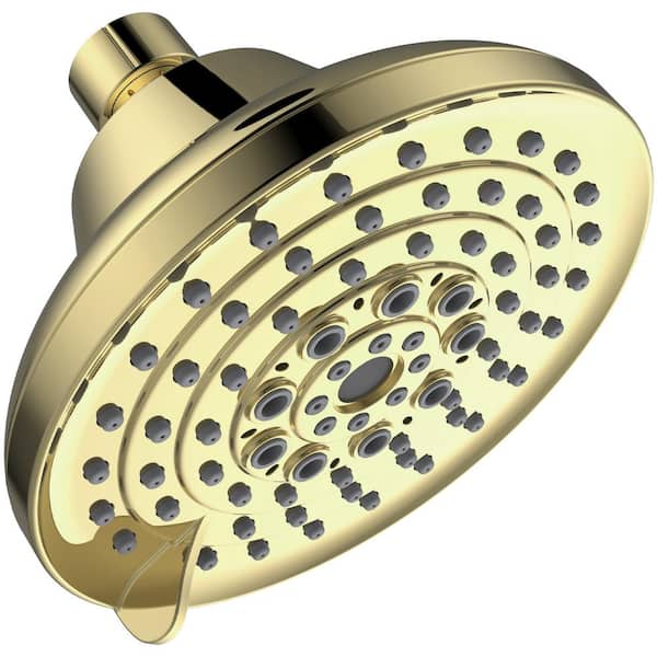 Unbranded 6-Spray Patterns with 2.5 GPM 5 in. Wall Mount Rain Fixed Shower Head in Gold