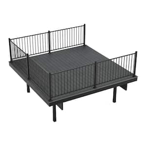 Infinity IS Freestanding 12 ft. x 12 ft. Cape Town Grey Composite Deck Kit with Steel Frame and Steel Rail