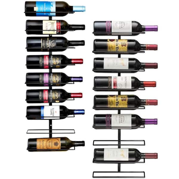18-Bottle Black Metal Wall Mount Wine Rack