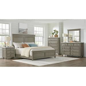 Bessie 3-Drawer Nightstand with USB and White Marble Top in Grey
